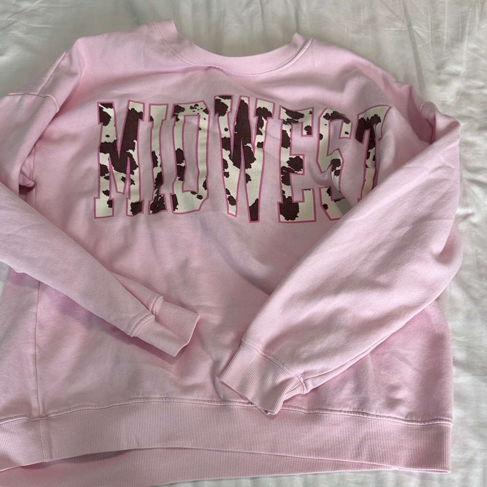 Midwest Women's Pink Crew Neck Sweater - Picture 3 of 4